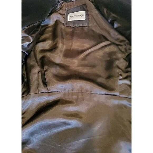 Andrew Marc Addition Women Brown Bomber Leather Jacket Faux Fur Collar Small VTG - Picture 16 of 16